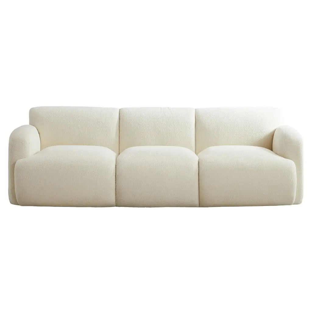 Simone Sofa Cream Boucle Cream White Timber Mid Century Modern Boucle ashcroft furniture