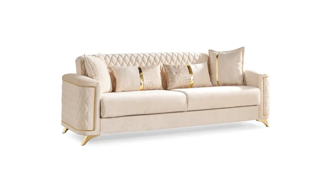 Luna Modern Style Sofa Ivory Velvet Wood Frame galaxy home furnishings