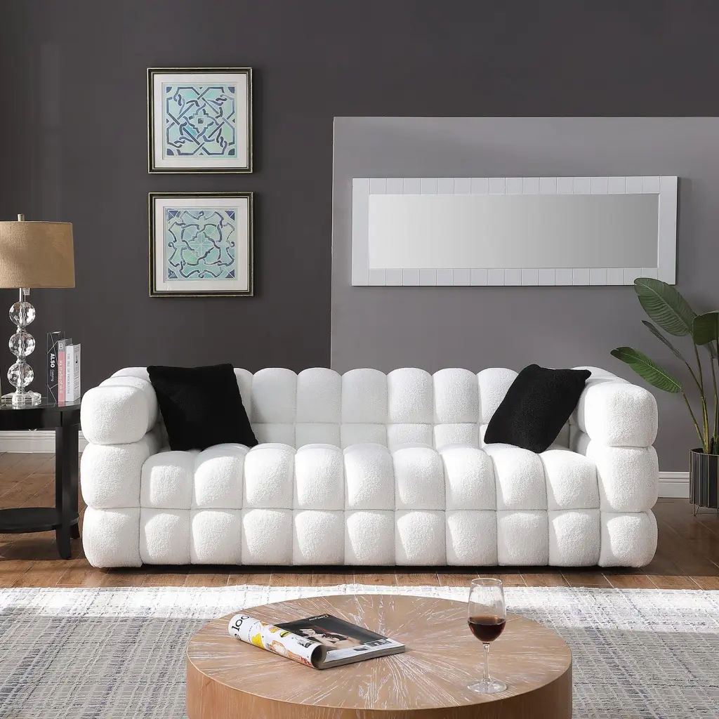 84.3 Inch Length Marshmallow Sofa 35.83 Inch Depth USA Body Structure homarni furnishings inc.---w1099
