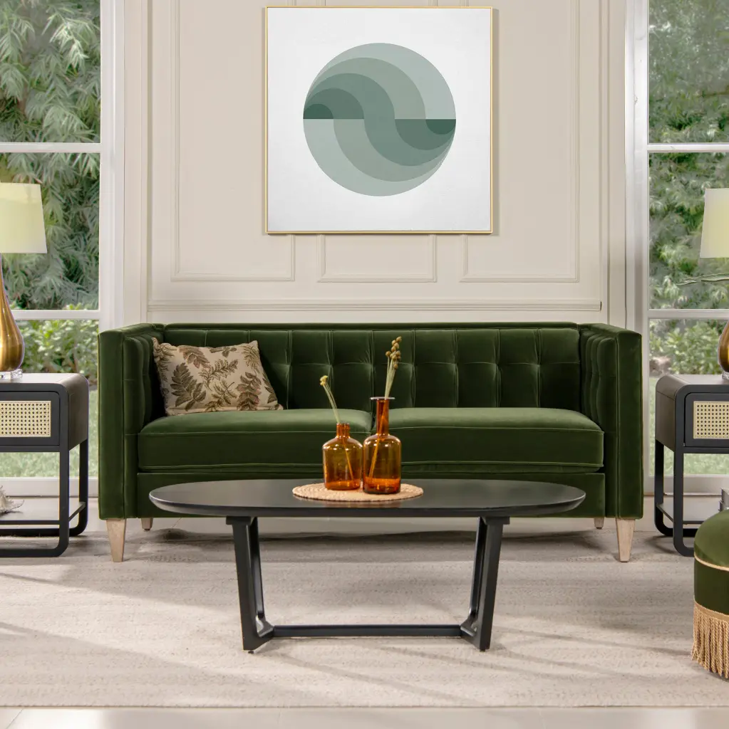 James 74 Inch Modern Tuxedo Sofa Olive Green Performance Velvet jennifer taylor home