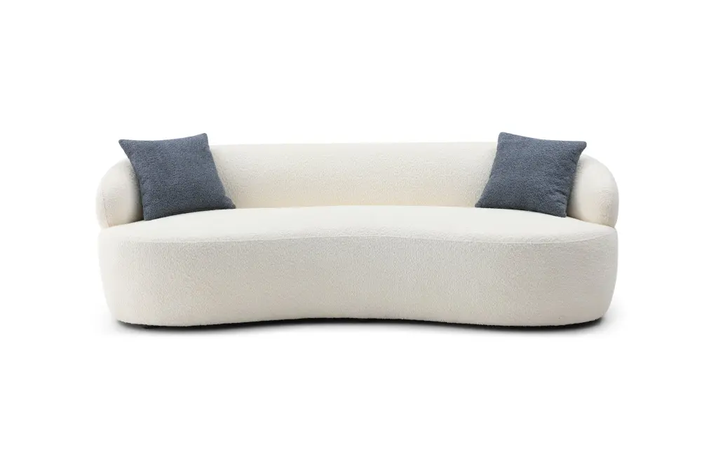 Mid Century Modern Curved 3 Seat Cloud Couch Boucle Sofa justone interior