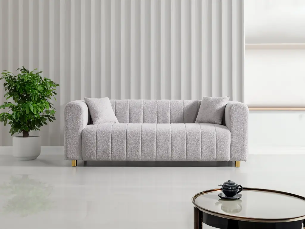81.89 Inch Teddy Large Modern Sofa Precious Metal Metallic Legs 3 Seater mi shangou