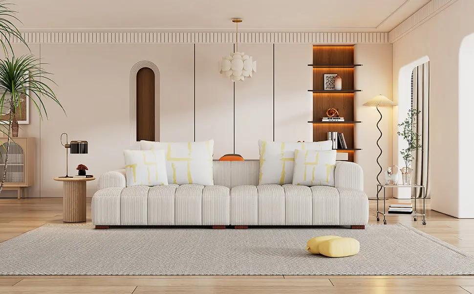 103.9 Inch Modern Corduroy Sofa Rubber Wood Legs rnb