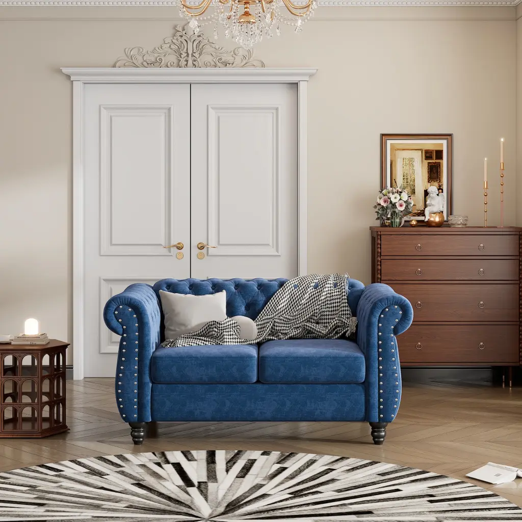 60" Modern Sofa Dutch Plush Upholstered Sofa Solid Timber Legs rnb