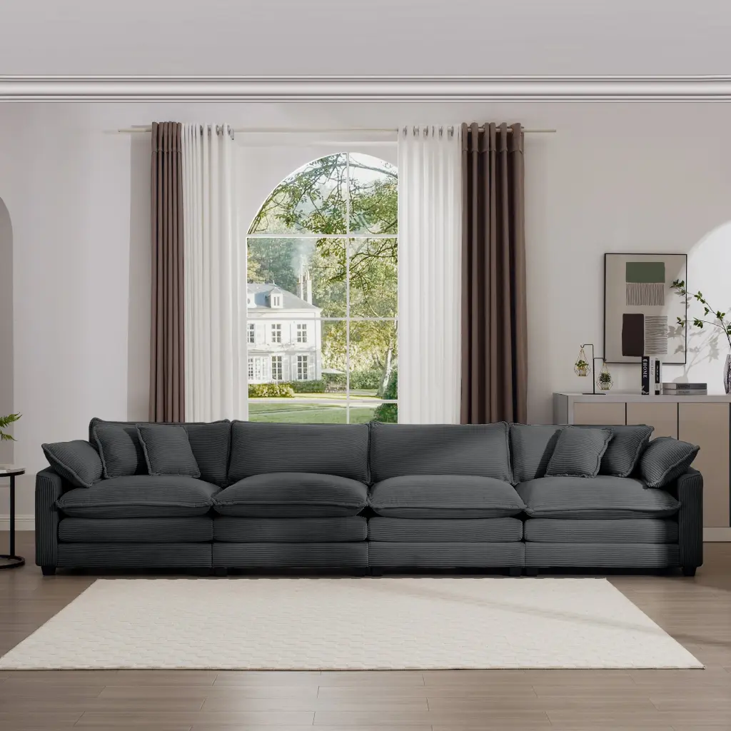 Modern 4 Seater Corduroy Upholstered Sofa Office Living Design ui furniture