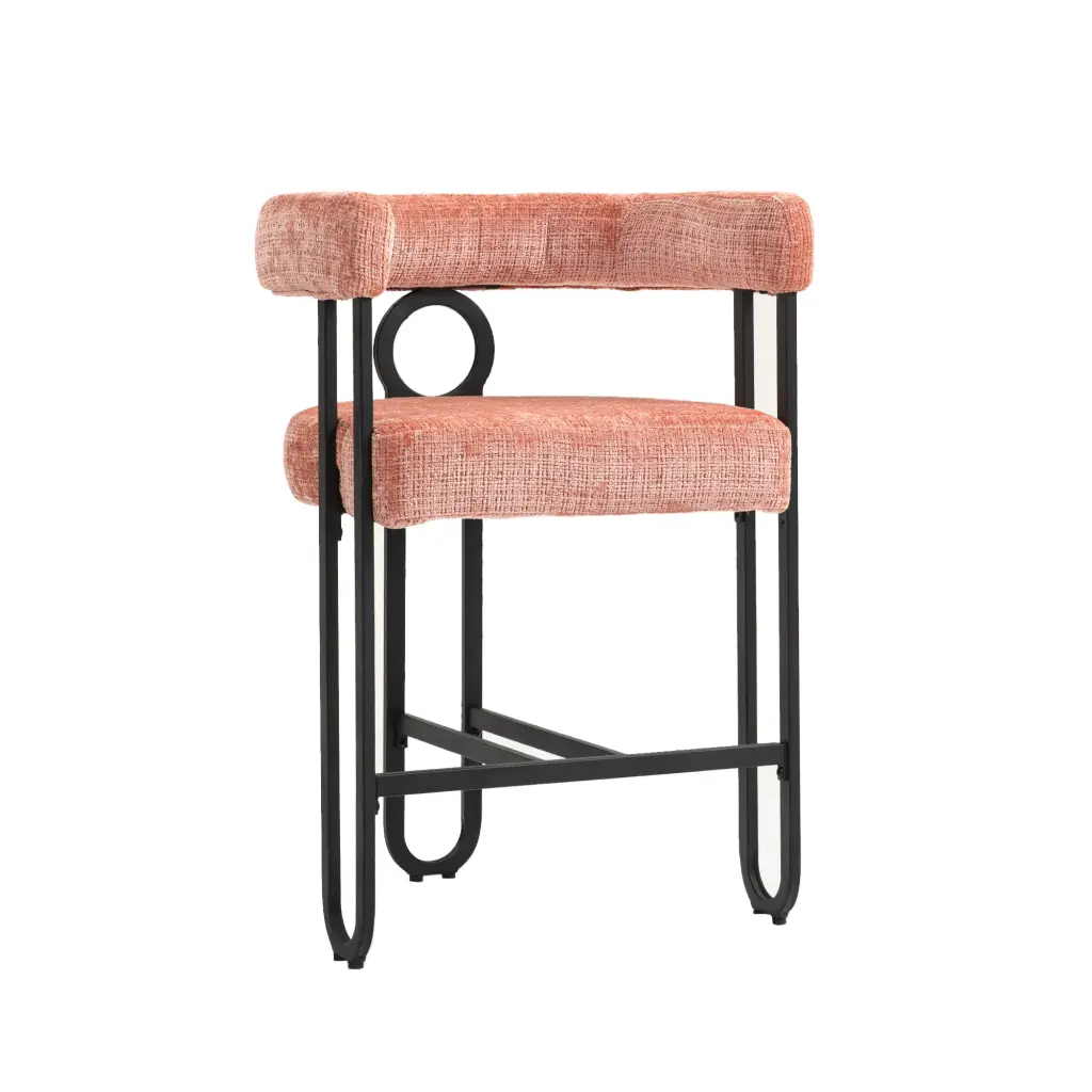 Coolmore Modern Bar Stool Set 1 Black Metallic Frame Back Support Counter Height Stool house hold-w1588