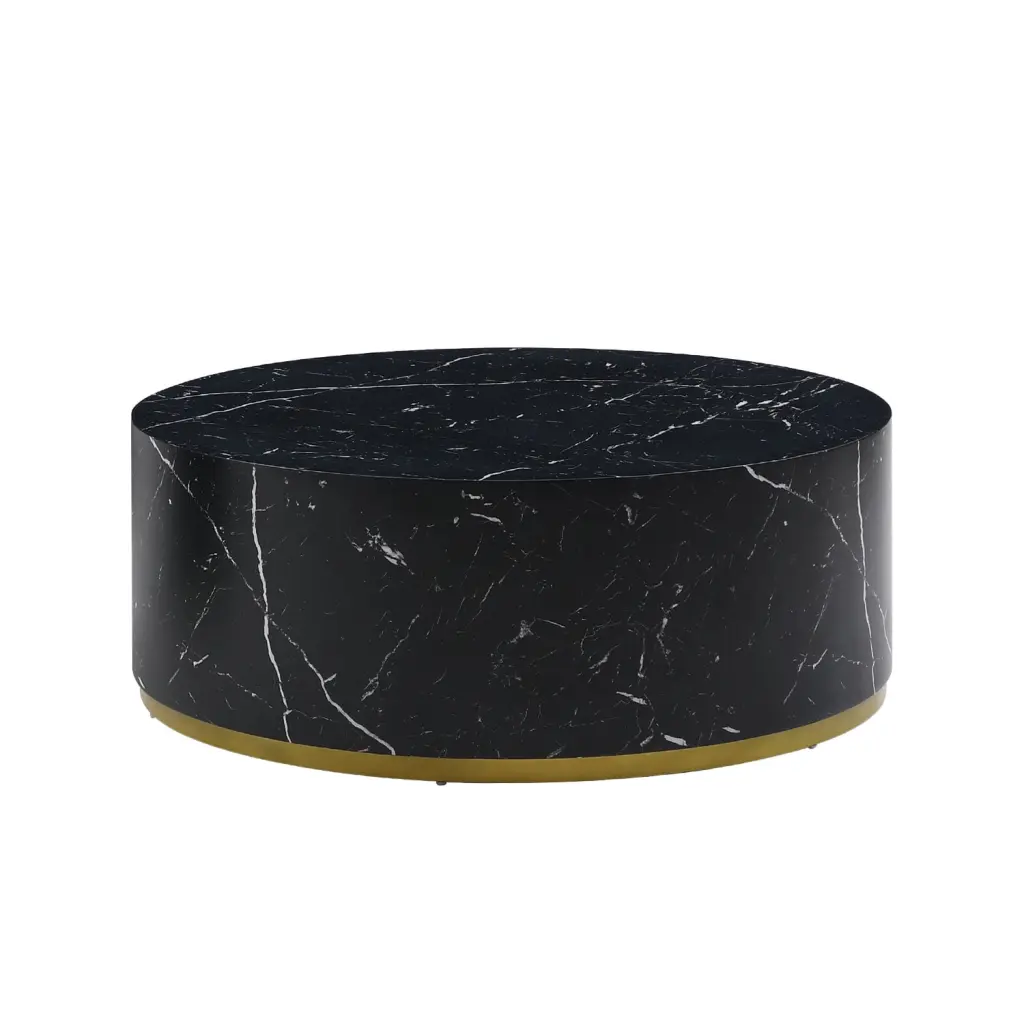 CoSoTower Modern Faux Marble Coffee Table 35.43 Inch Gold Metal Base Black