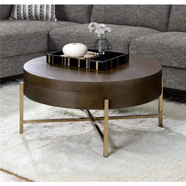Weyton Coffee Table Dark Oak Champagne Finish FurnOrama