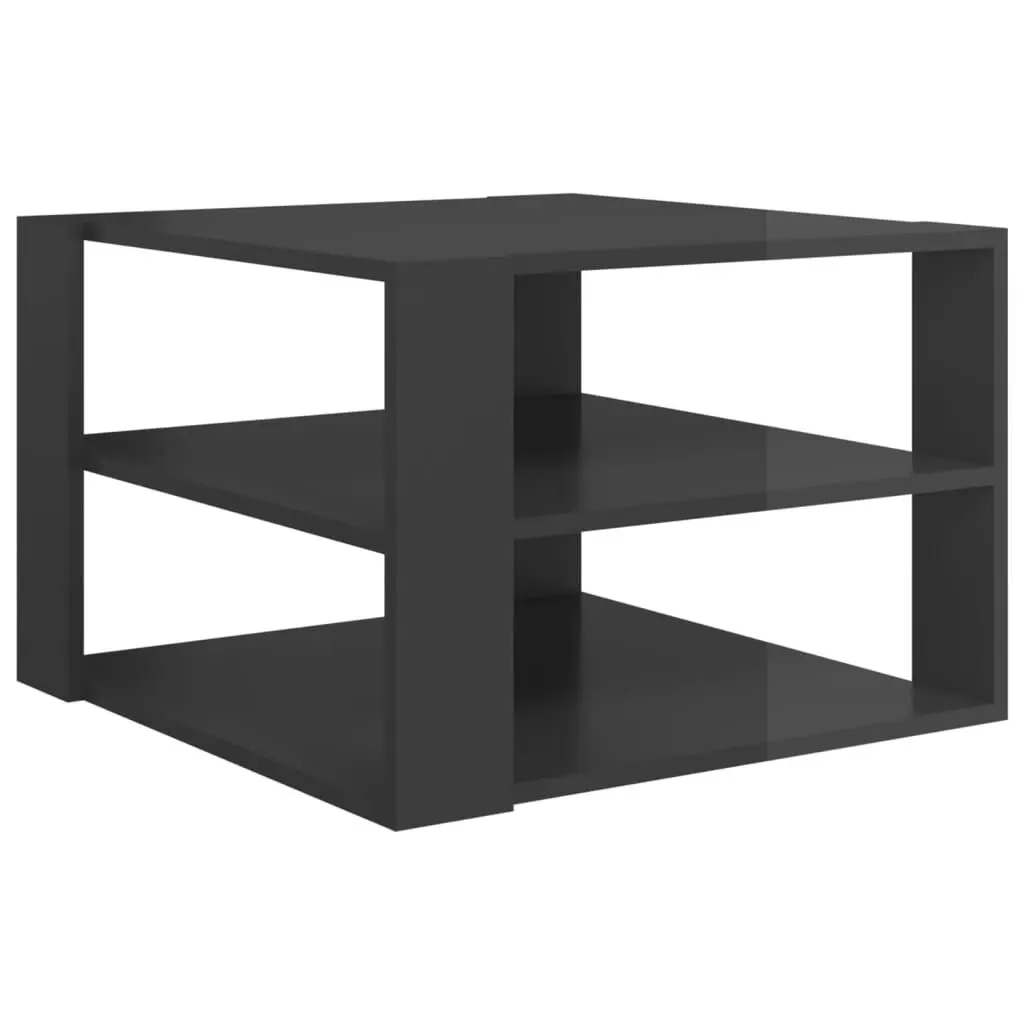 High Gloss Gray Coffee Table 23.6x23.6x15.7 Inches Engineered Wood