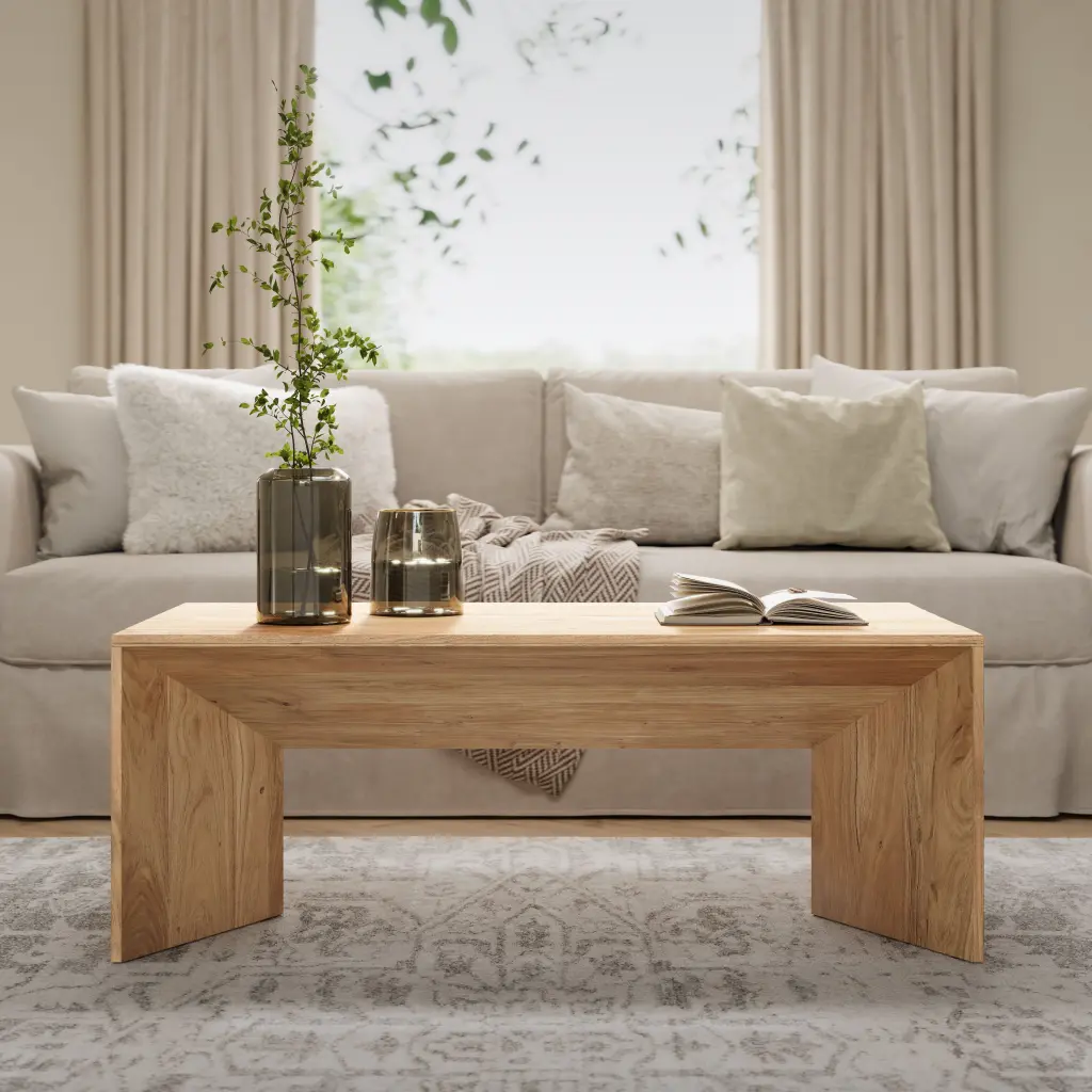 Lux Solid Wood 48 Inch Modern Angled Coffee Table JOFRAN INC.