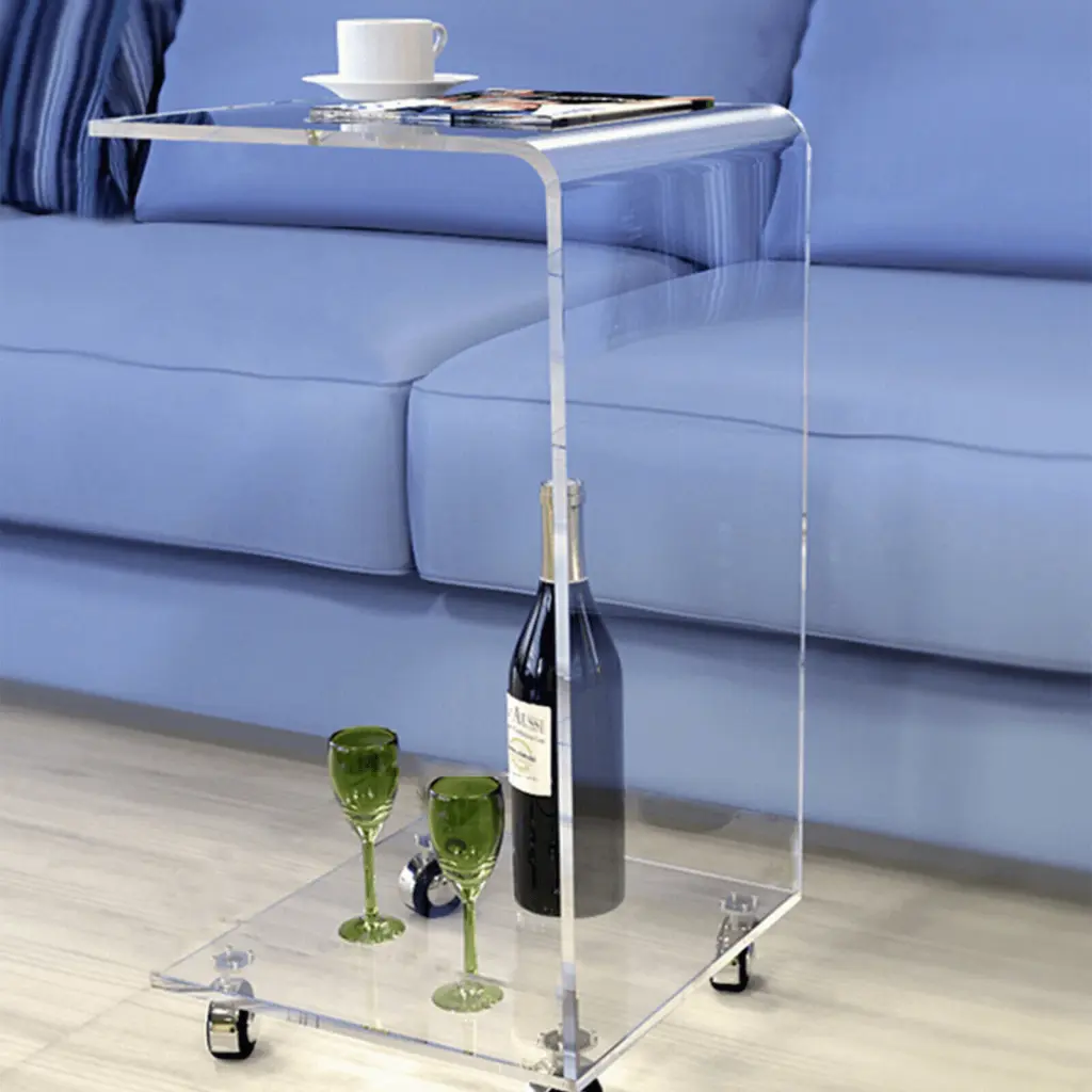Miumaeov Modern C-Shape Sofa Side Table Coffee Desk Tea Table Removable Acrylic