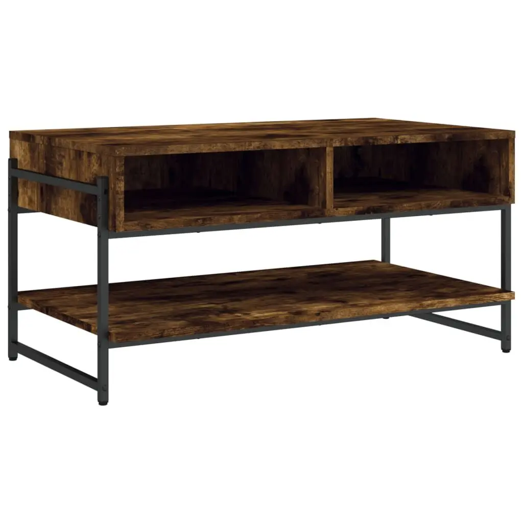 Coffee Table Smoked Oak 35.4x19.7x17.7 Inches Engineered Wood Living Room Furniture