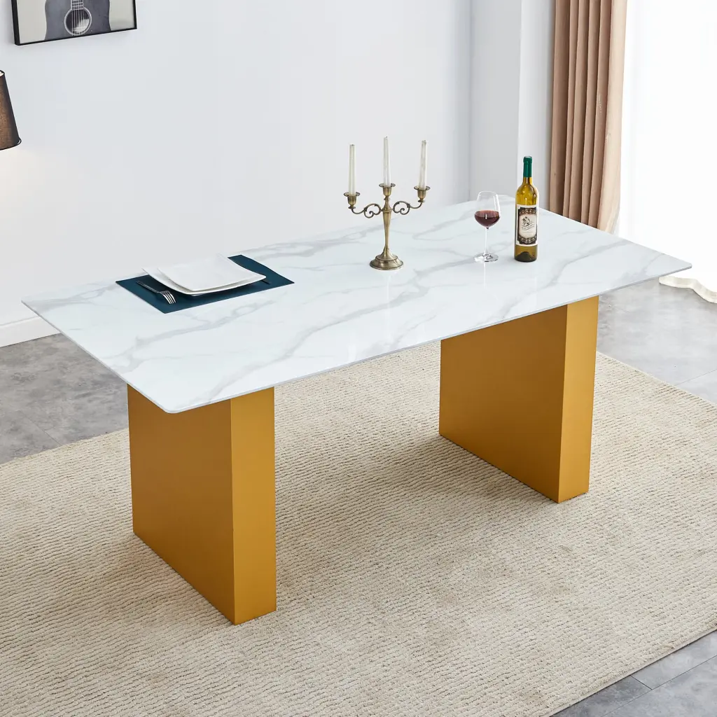 Large Modern Rectangular Table 0.4 Inch Patterned Tabletop droom w-1151