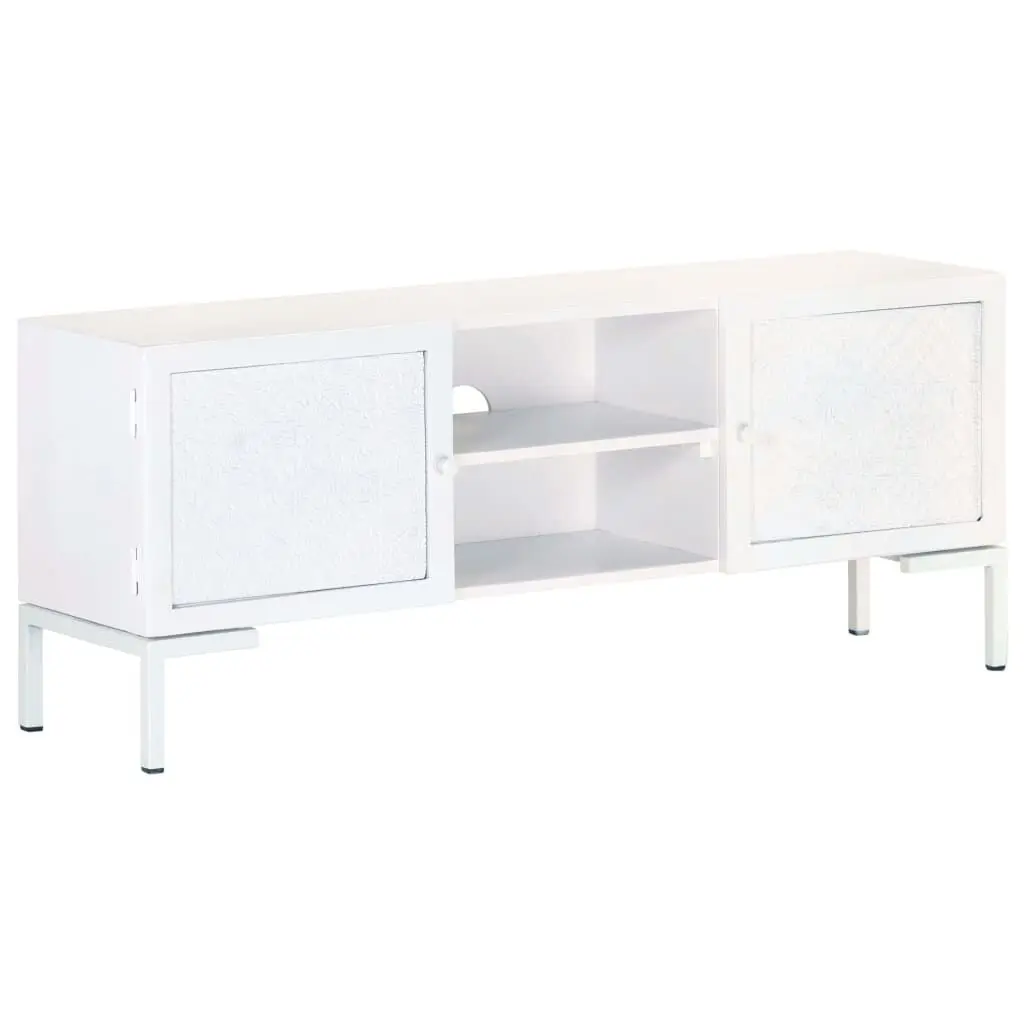 45.3 Inch White Solid Mango Wood TV Stand 11.8x18.1 Contemporary