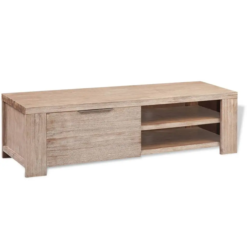 55.1 Inch Solid Brushed Acacia Wood TV Stand 15x15.7 Modern