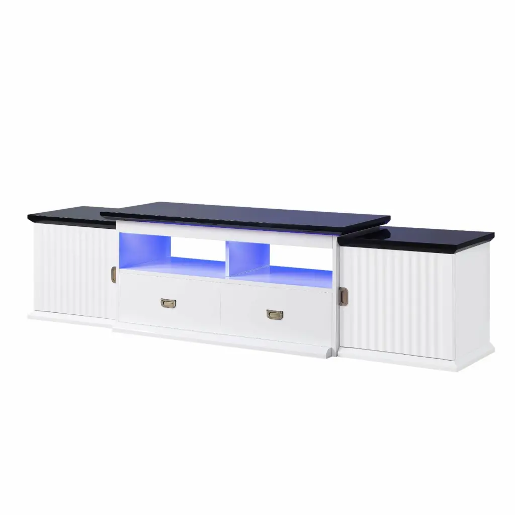 ACME Barend 2-Drawer Wooden TV Stand White and Black High Gloss Finish Acme Furniture