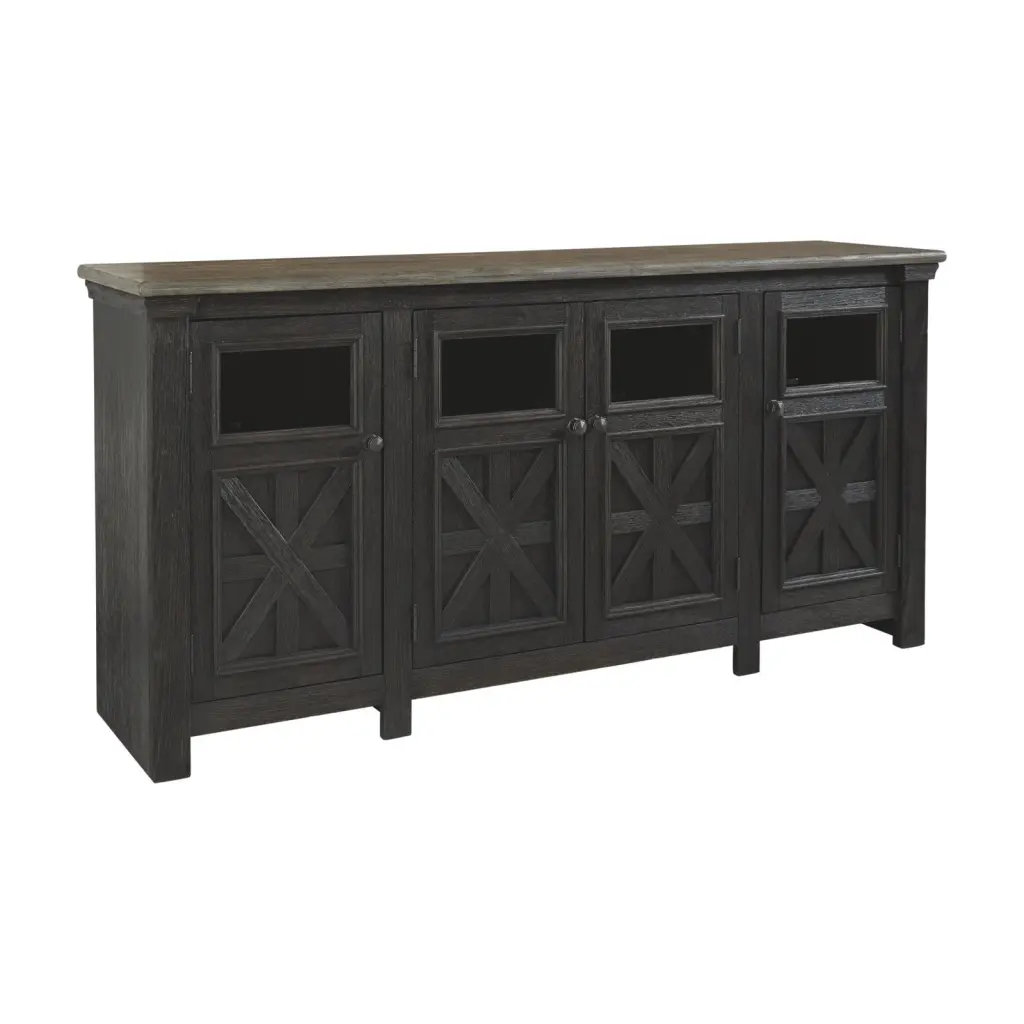 Ashley Furniture Tyler Creek 74 TV Stand Black and Gray Living Room