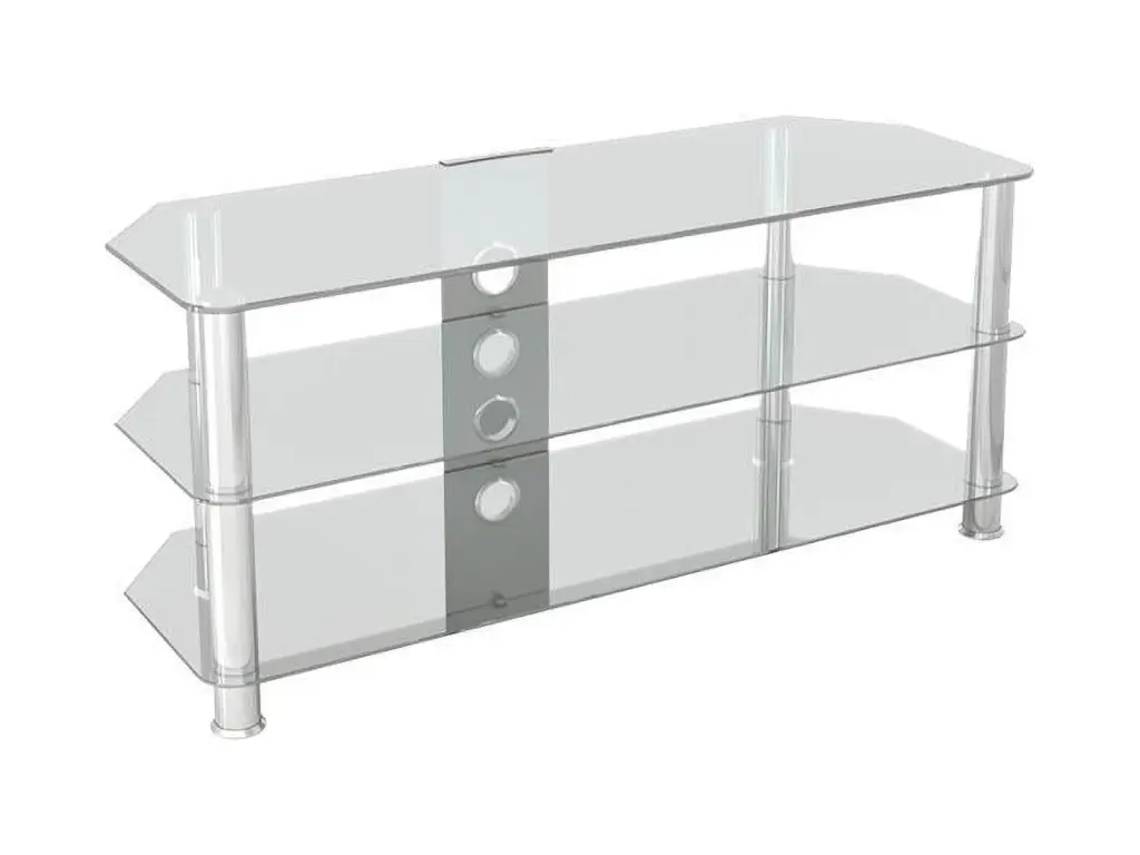 AVF Steel Glass TV Stand Cable Management up to 55 TVs Clear Chrome