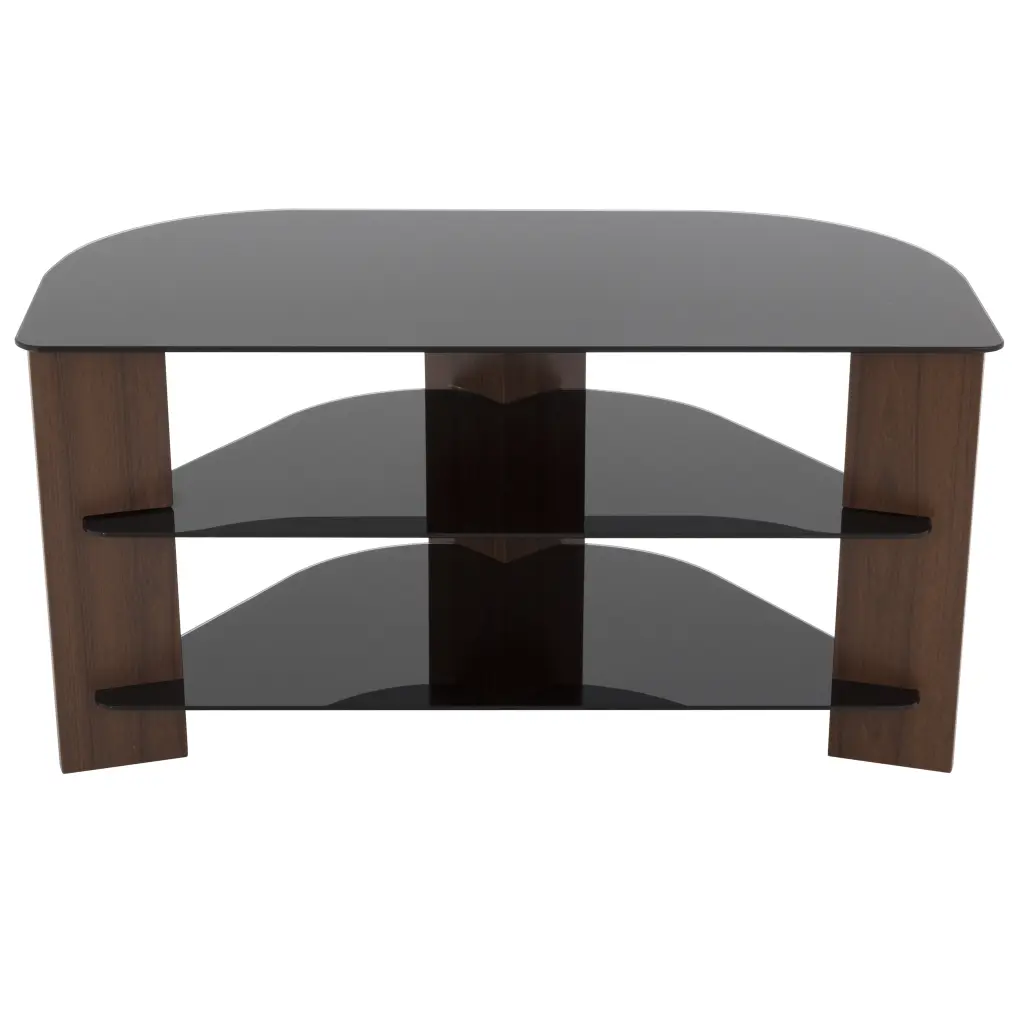 FS900VARWB- Varano Walnut TV Stand Black Glass Shelves 42 TVs AVF