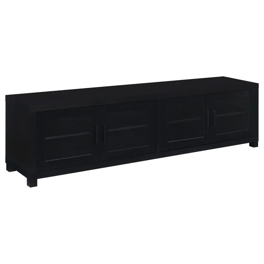 Coaster Jupiter 79 Inch Wood TV Stand Media Console Framed Glass Panels Black Coaster Company