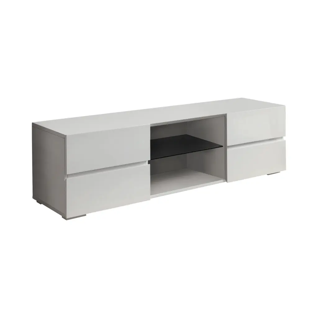 Galvin 4-Drawer TV Console Glossy White Modern Media Stand Coaster Company