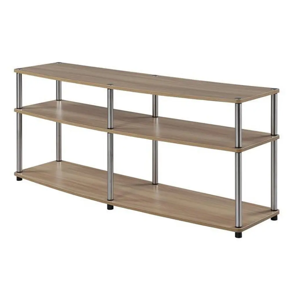 Designs2Go 3 Tier 60 Inch Light Oak TV Stand Open Shelves Convenience Concepts