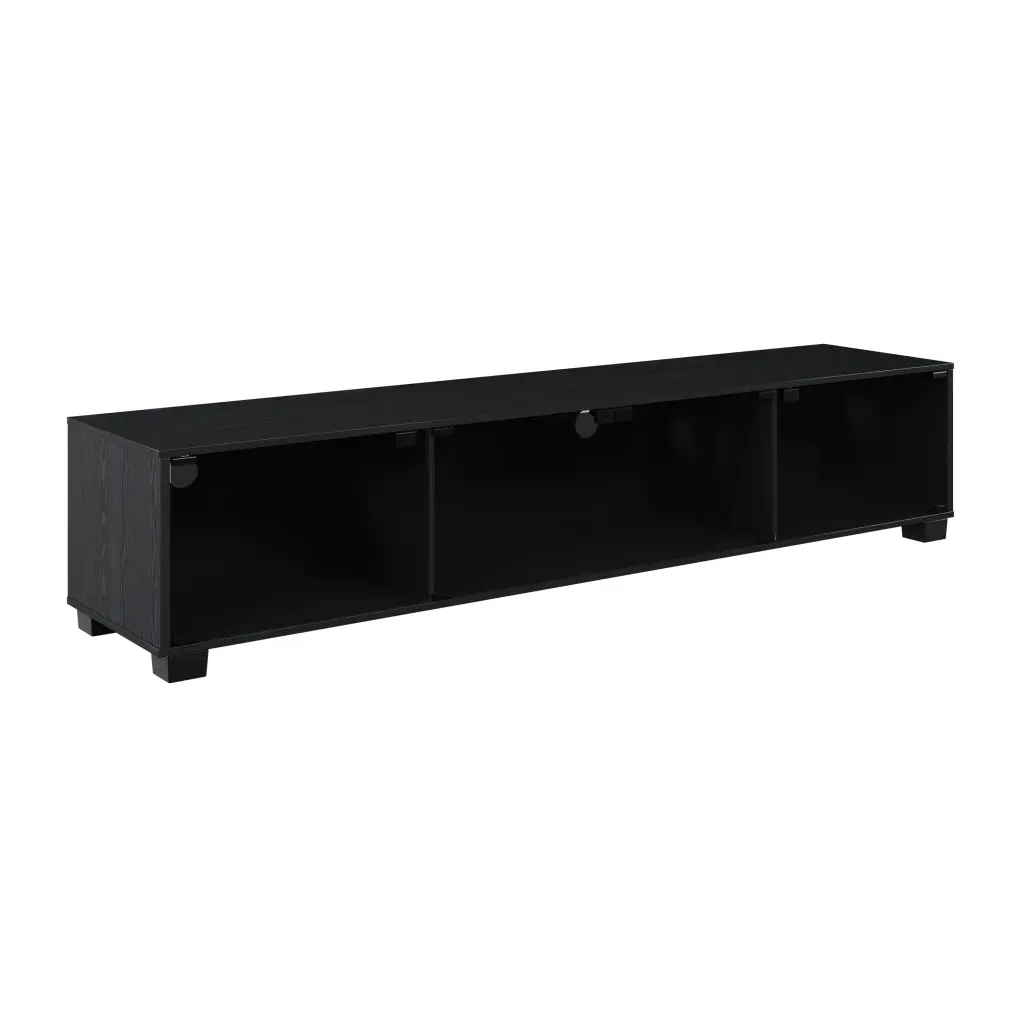 CorLiving Bromley Modern Black TV Stand Glass Door Cabinets TVs up to 85 Inches