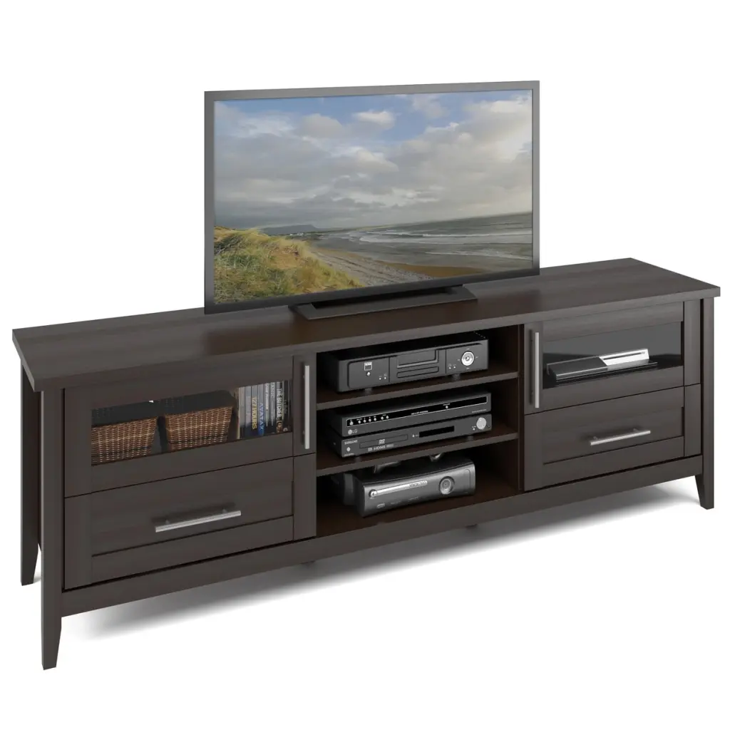 CorLiving Jackson Espresso Extra 2-Drawer TV Bench TVs Up to 80 Inches