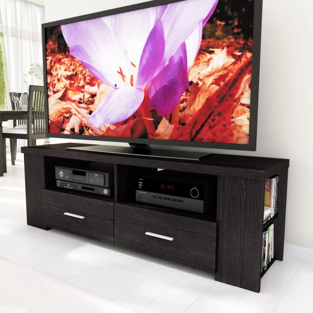 CorLiving Modern Black Engineered Wood TV Stand Drawers TVs up to 75 Inches