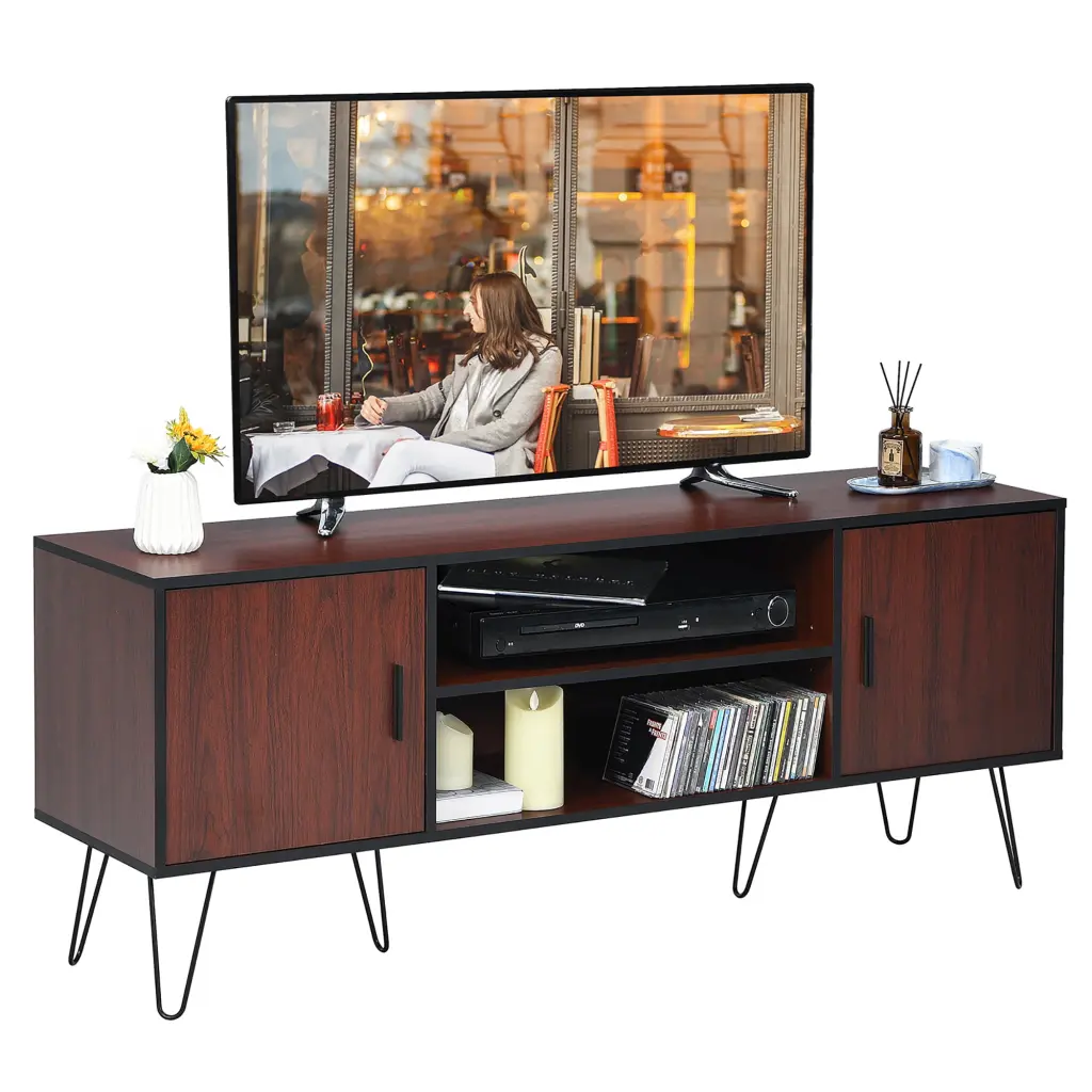 Costway 59 Inch TV Stand Entertainment Center Media Console Storage Cabinet Shelf