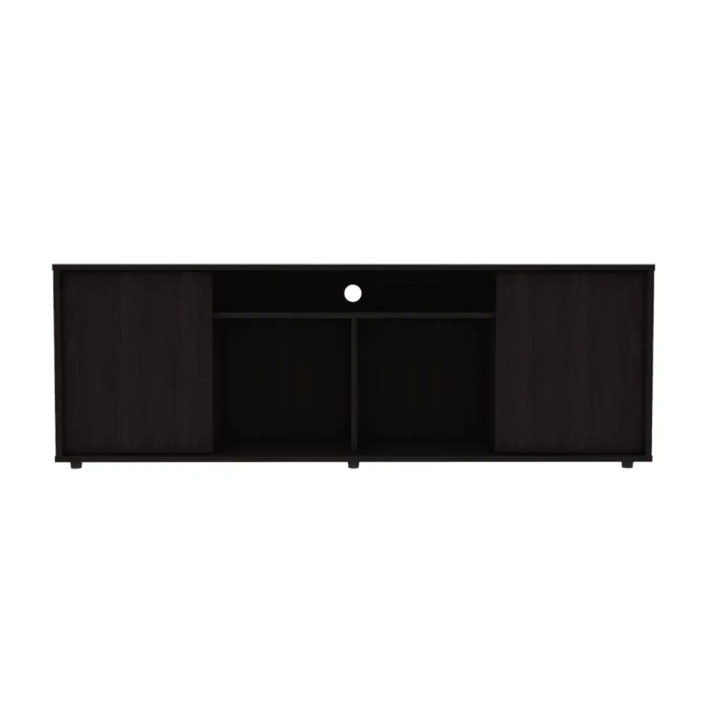 Depot E-Shop Dallas 55 Inch Black TV Stand Living Room Entertainment Center Depot Eshop