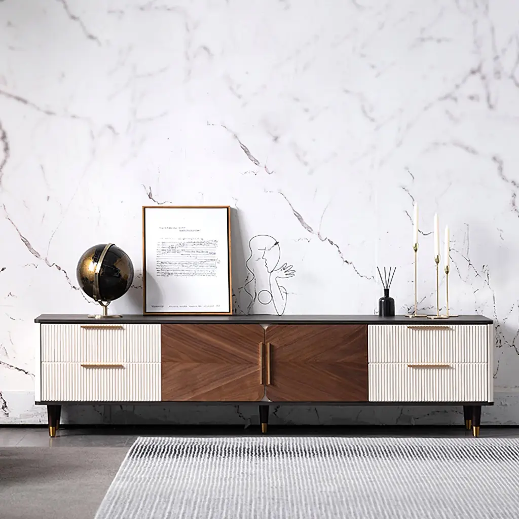 DEXTRUS Modern 78.7 Inch TV Stand Drawers and Closed Storage Cabinet TVs up to 85 Inches