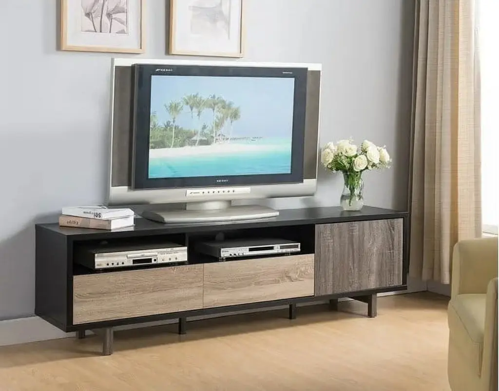 70 Inch Sleek TV Stand - Entertainment Center Storage Drawers and Shelves DJ Corp Design