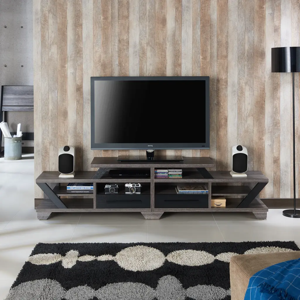 Furniture America Bilon TV Stand TVs up to 47 Inches Distressed Gray