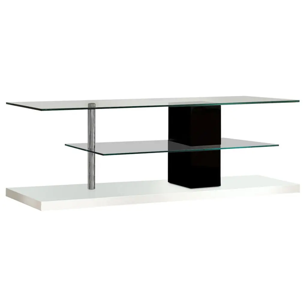 Furniture America Norten Glass Top 63-inch TV Stand Black and White