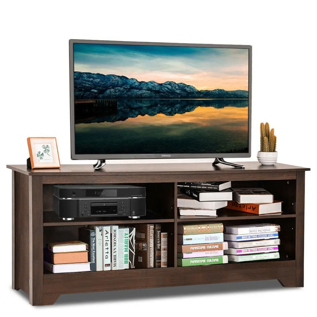 Gymax TV Stand TVs up to 65 Inches Espresso Finish Media Console