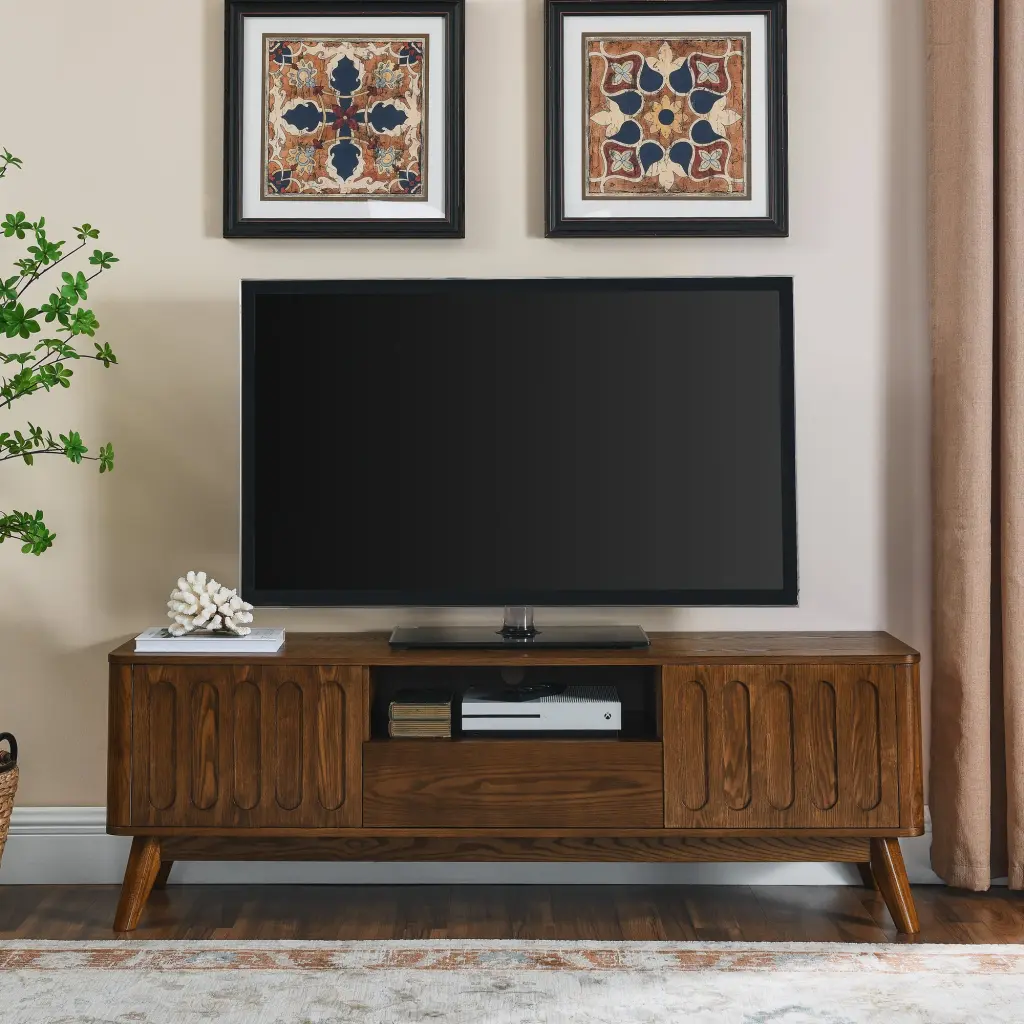 Mid Century Modern Fluted TV Stand 65 Inch TV Entertainment Center haiyi furniture
