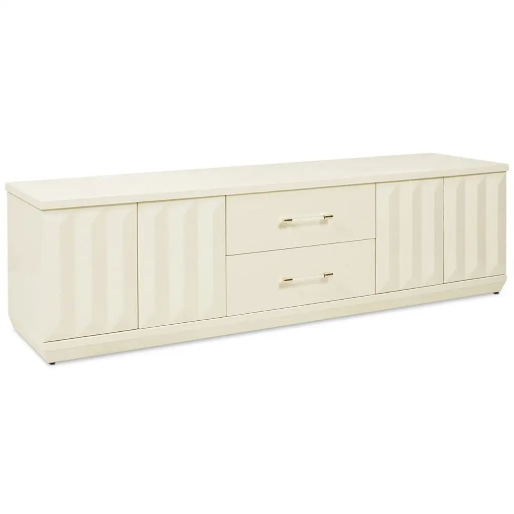 Jennifer Taylor Home Facino 71 Modern Storage TV Stand White Lacquer Birchwood JENNIFER TAYLOR J T