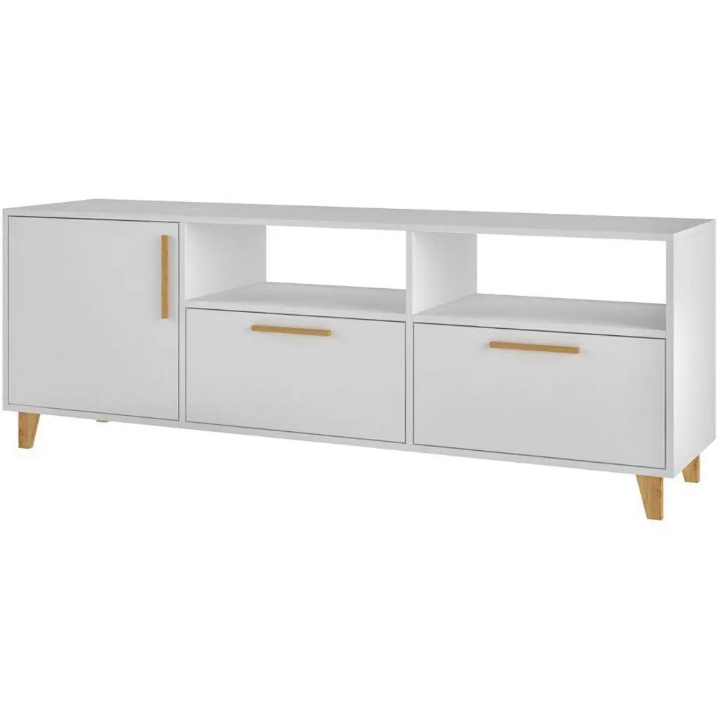 Manhattan Comfort Herald 63 TV Stand White Modern Entertainment Center