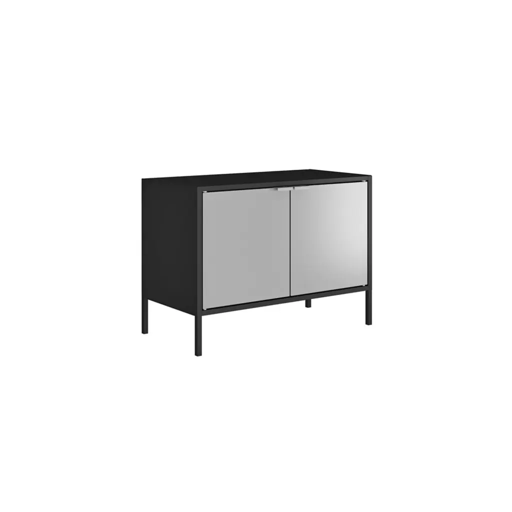 Manhattan Comfort Smart Low Wide TV Stand Cabinet Black and Grey