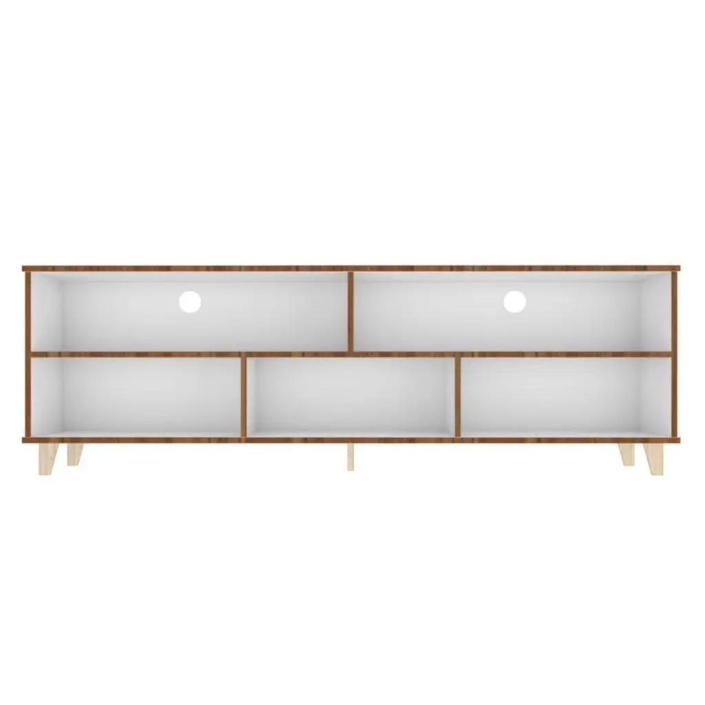 Warren 70.87 TV Stand 5 Shelves White and Oak Manhattan Comfort