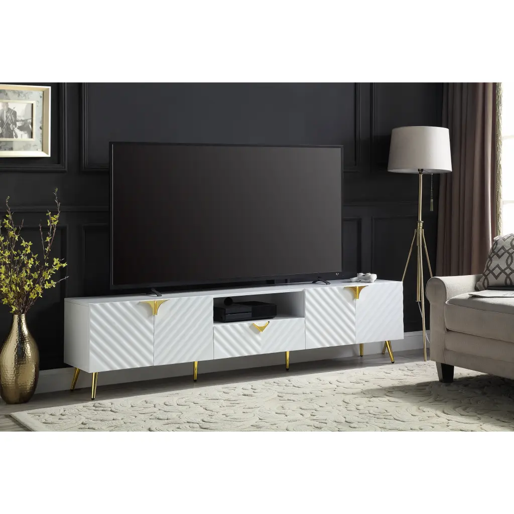 Miekor Furniture Gaines White High Gloss TV Stand