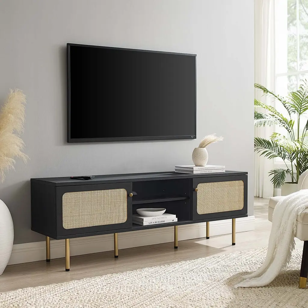 Modway Cambria 60 TV Stand Black Modern Entertainment Center