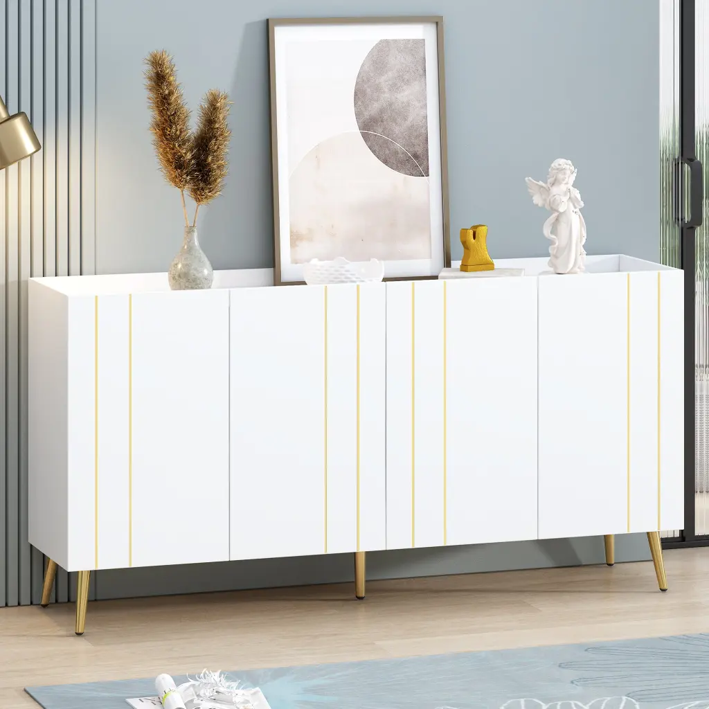 Luxurious Shoe Cabinet 5 Metallic Legs Modern TV Stand 4 Adjustable Shelves on-trend