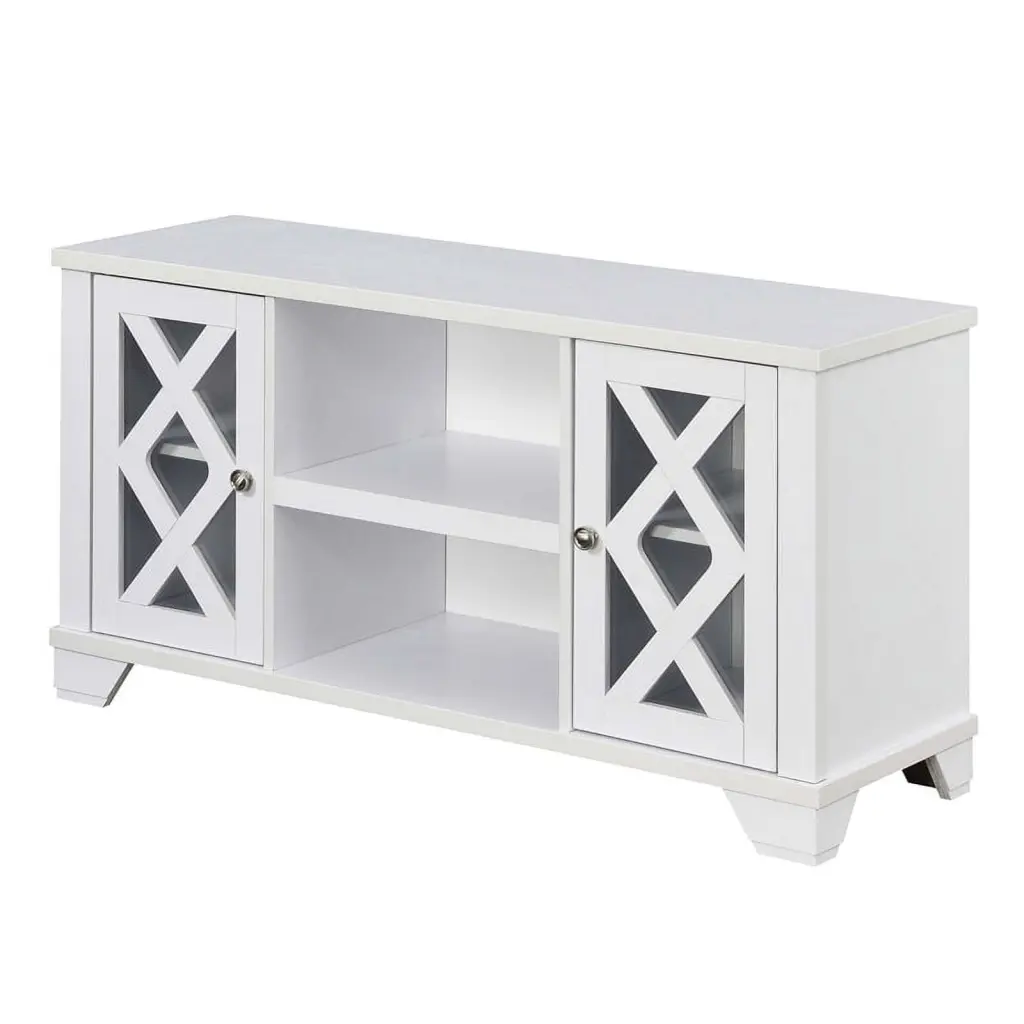 Pemberly Row 47 Inch White TV Stand Storage Cabinets