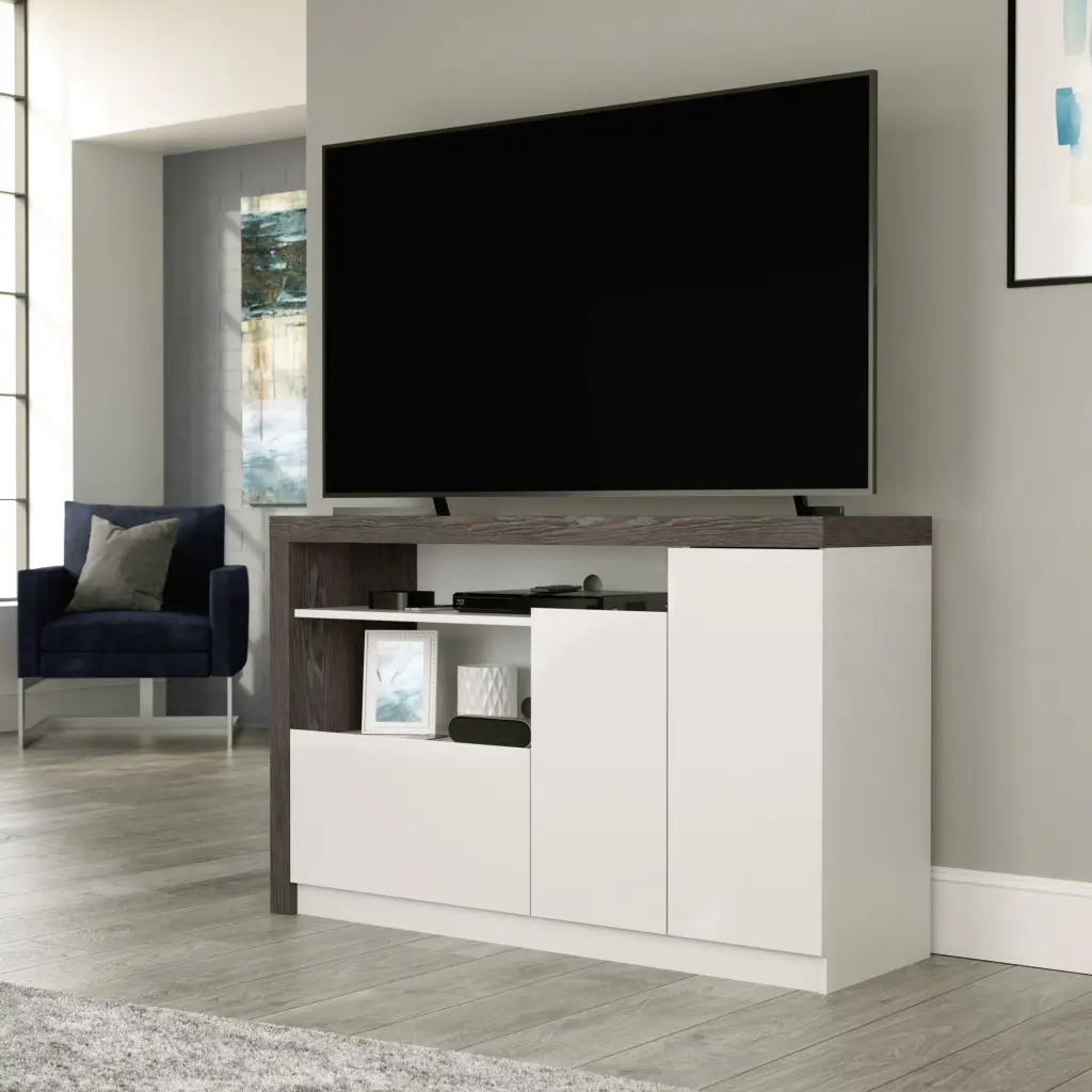 Sauder Hudson Court Modern TV Stand TVs up to 50 Charcoal Ash Finish