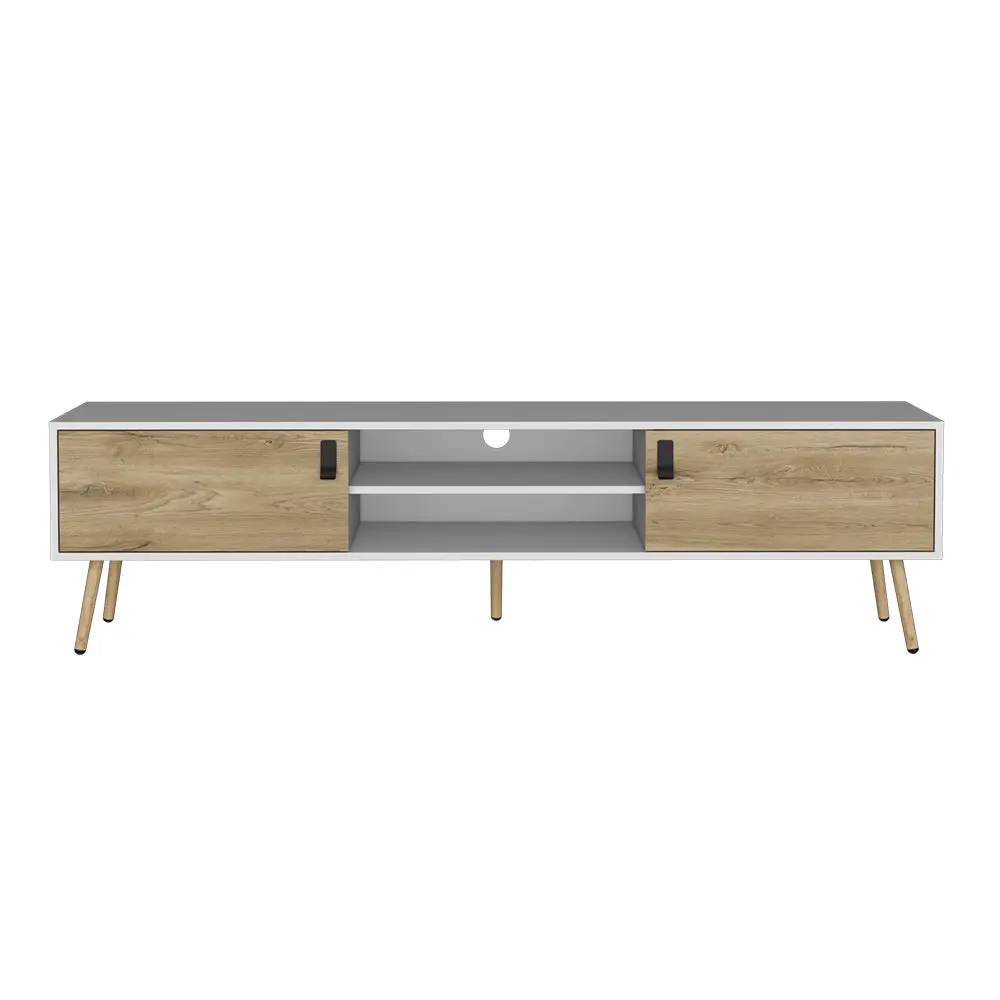 TV Stand Magness Living Room White Macadamia Multicolor 50-59 Inch Media Console treevol furniture