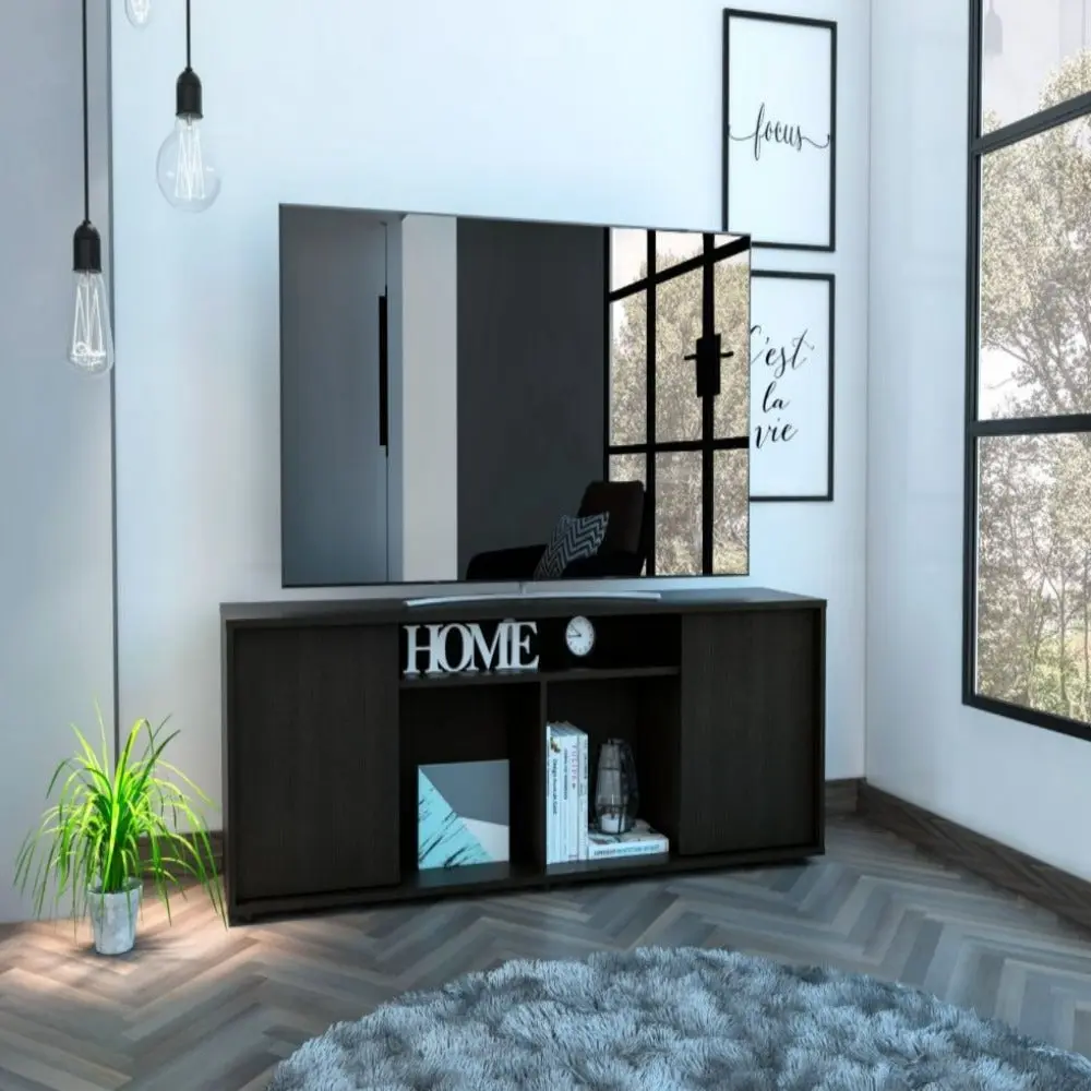 Treevol Furniture TV Stand TVs up to 60 Inches Four Shelves Black Wengue Finish