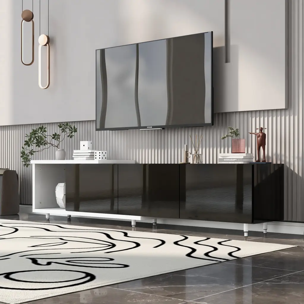 70.1 to 100 Inch Modern Chic White TV Stand Cabinet 80 Inch TV u-can