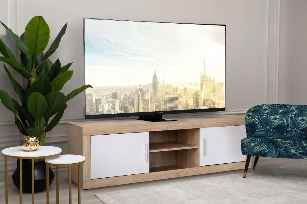 70 Inch Modern TV Stand Entertainment Center TVs Up to 75 Inches - 2 Drawers and 2 Compartments Cable Openings Urbanien